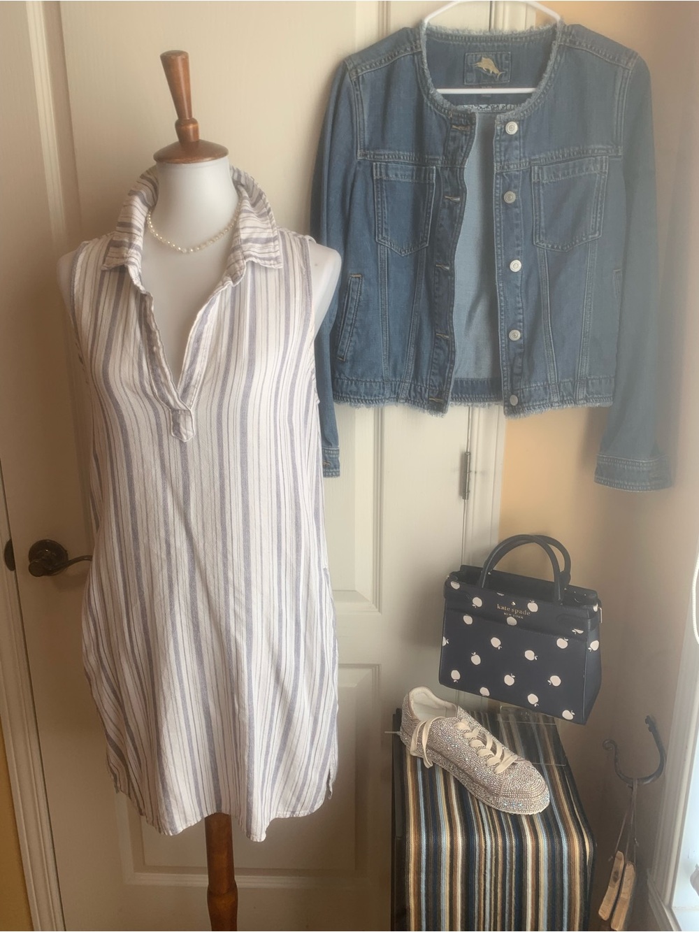 Bella Dahl Collared linen blend stripes Dress